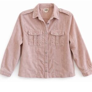 BIBI Womens XL Pink Corduroy Shacket Button Down Utility Jacket Dusty Rose
